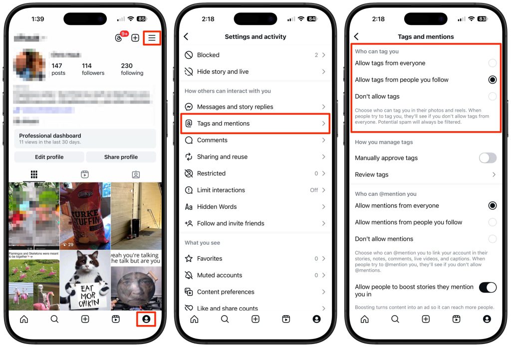 قابلیت Mentions & Tags